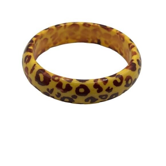 Set Of 3 Leopard Print Resin Bangle Bracelets For Women - Picture 9 of 9